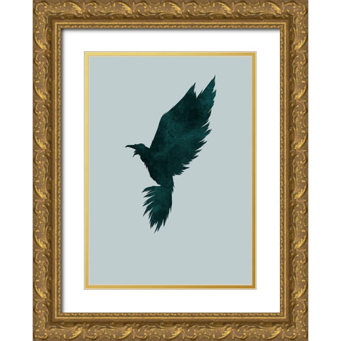 Crow Gold Ornate Wood Framed Art Print with Double Matting by Incado