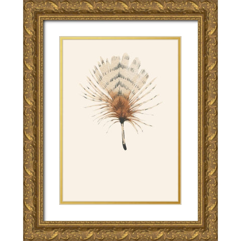 Feather 06 Gold Ornate Wood Framed Art Print with Double Matting by Incado