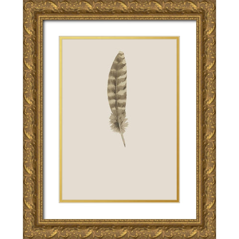 Feather 07 Gold Ornate Wood Framed Art Print with Double Matting by Incado