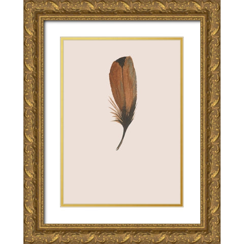 Feather 08 Gold Ornate Wood Framed Art Print with Double Matting by Incado