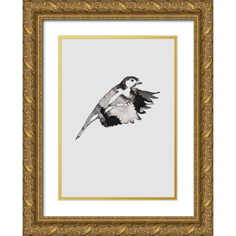 Flying Bird II Gold Ornate Wood Framed Art Print with Double Matting by Incado