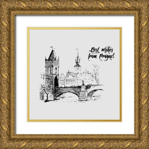 Prague Gold Ornate Wood Framed Art Print with Double Matting by TypeLike