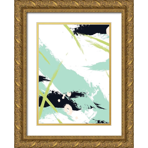 Turquoise Gold Ornate Wood Framed Art Print with Double Matting by Incado