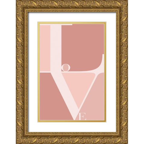 Love Gold Ornate Wood Framed Art Print with Double Matting by TypeLike