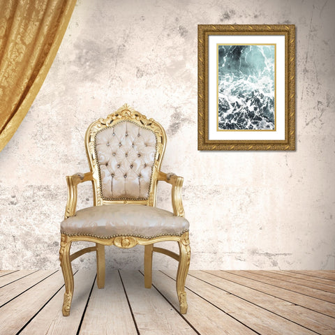 Waves I Gold Ornate Wood Framed Art Print with Double Matting by PhotoINC Studio