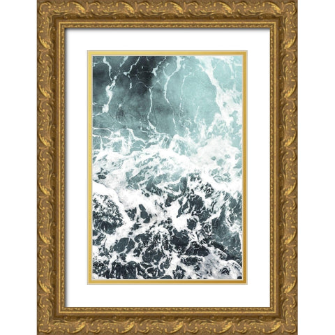 Waves I Gold Ornate Wood Framed Art Print with Double Matting by PhotoINC Studio