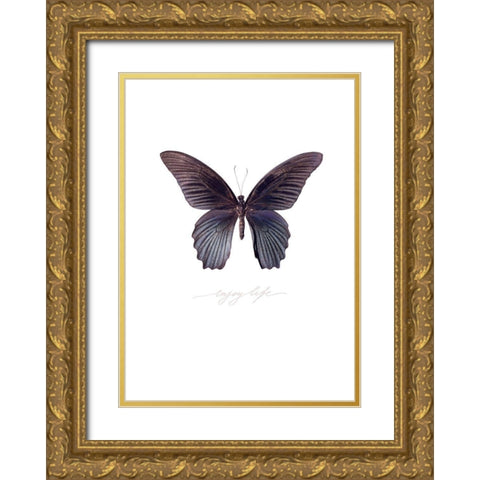 Enjoy Life Gold Ornate Wood Framed Art Print with Double Matting by TypeLike