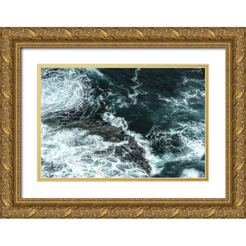 Waves II Gold Ornate Wood Framed Art Print with Double Matting by PhotoINC Studio