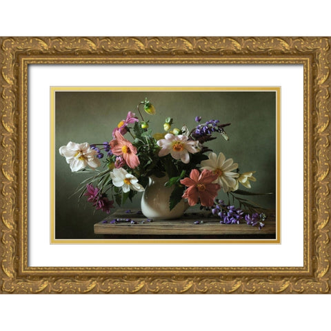 Bouquet I Gold Ornate Wood Framed Art Print with Double Matting by PhotoINC Studio
