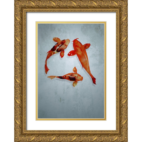 3 friends Gold Ornate Wood Framed Art Print with Double Matting by Incado