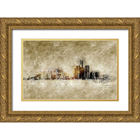 Detroit Gold Ornate Wood Framed Art Print with Double Matting by Incado