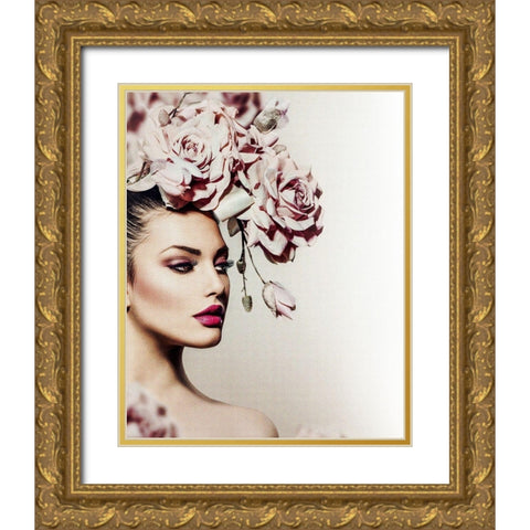 Rose Gold Ornate Wood Framed Art Print with Double Matting by Incado