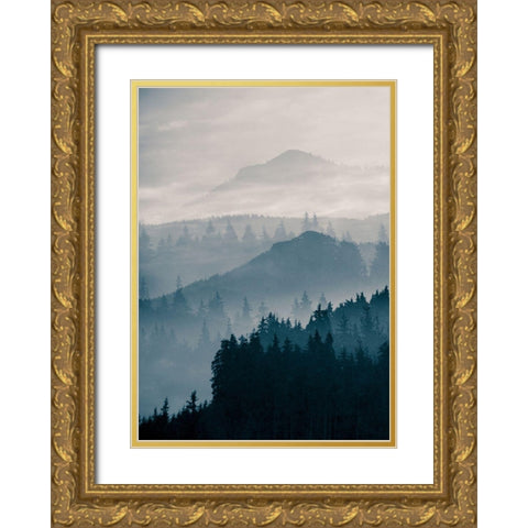 Blue Mountains I Gold Ornate Wood Framed Art Print with Double Matting by PhotoINC Studio