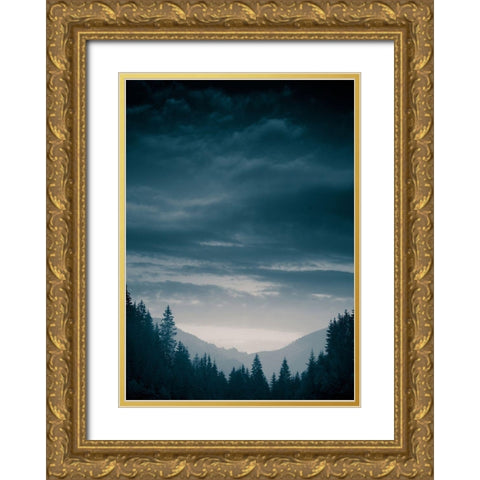 Blue Mountains IV Gold Ornate Wood Framed Art Print with Double Matting by PhotoINC Studio