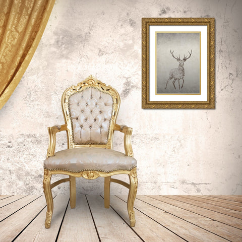 Deer Gold Ornate Wood Framed Art Print with Double Matting by Incado