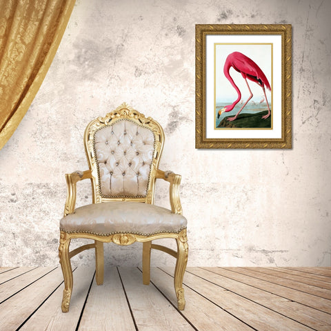 Flamingo Gold Ornate Wood Framed Art Print with Double Matting by Incado