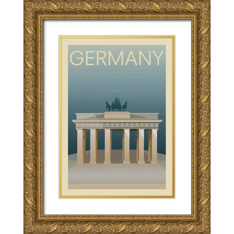 Germany Gold Ornate Wood Framed Art Print with Double Matting by Incado
