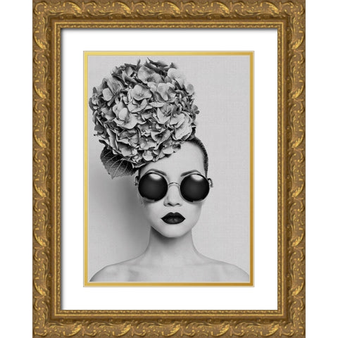 Petunia Gold Ornate Wood Framed Art Print with Double Matting by Incado