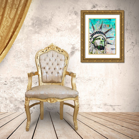 Freedom Gold Ornate Wood Framed Art Print with Double Matting by Grey, James