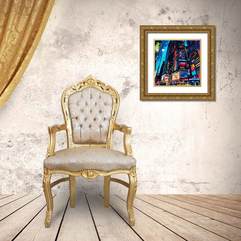 City Night Gold Ornate Wood Framed Art Print with Double Matting by Grey, James