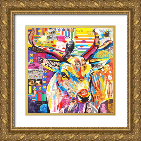 Funky Deer Gold Ornate Wood Framed Art Print with Double Matting by Grey, James