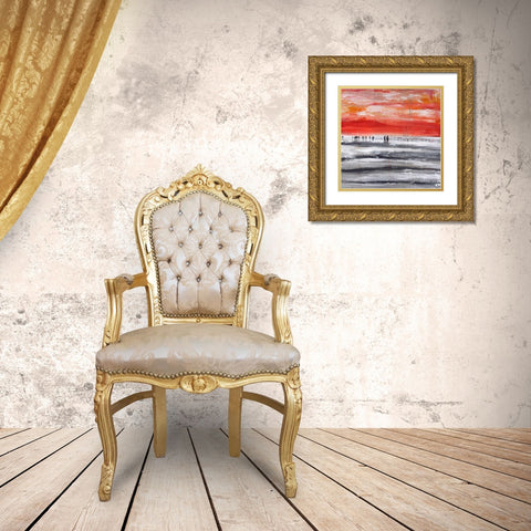 Beach IV Gold Ornate Wood Framed Art Print with Double Matting by Summer, Clara