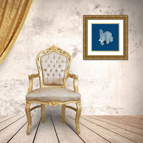 Elephant Gold Ornate Wood Framed Art Print with Double Matting by Jensen, Bo Virkelyst