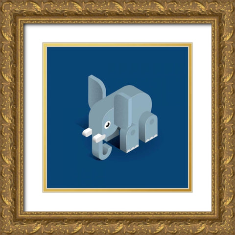 Elephant Gold Ornate Wood Framed Art Print with Double Matting by Jensen, Bo Virkelyst