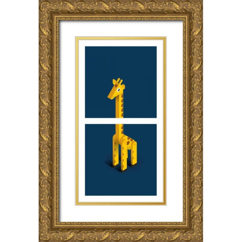 Giraffe Gold Ornate Wood Framed Art Print with Double Matting by Jensen, Bo Virkelyst