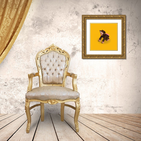 Monkey Gold Ornate Wood Framed Art Print with Double Matting by Jensen, Bo Virkelyst