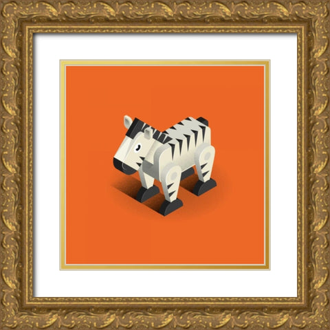 Zebra Gold Ornate Wood Framed Art Print with Double Matting by Jensen, Bo Virkelyst
