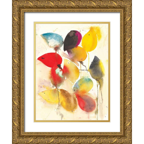 Leaves Falling I Gold Ornate Wood Framed Art Print with Double Matting by Johannesson, Karin