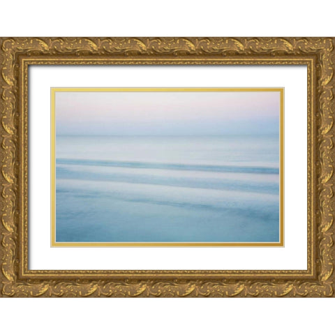 Three Waves - Crescent Beach Gold Ornate Wood Framed Art Print with Double Matting by Juracek, John