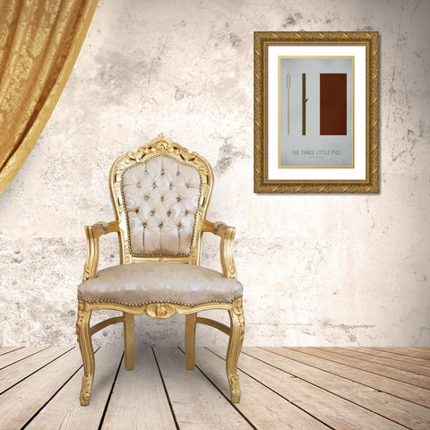 Three Little Pigs Gold Ornate Wood Framed Art Print with Double Matting by Jackson, Christian