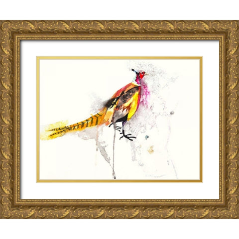 Pheasant Gold Ornate Wood Framed Art Print with Double Matting by Johannesson, Karin