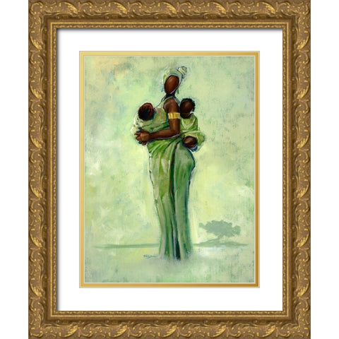 Raising Two Nations Gold Ornate Wood Framed Art Print with Double Matting by Jackson, Robert