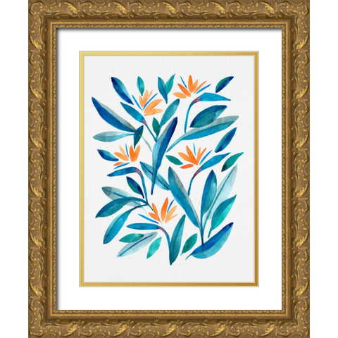 Bird of Paradise Flower 1 Gold Ornate Wood Framed Art Print with Double Matting by Juncos, Cami