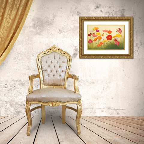 Sunlit Poppies Gold Ornate Wood Framed Art Print with Double Matting by Kroner, Janelle