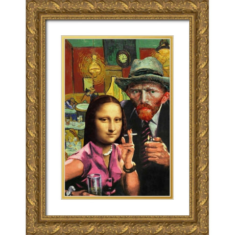 Ladies Night Gold Ornate Wood Framed Art Print with Double Matting by Kite, Barry