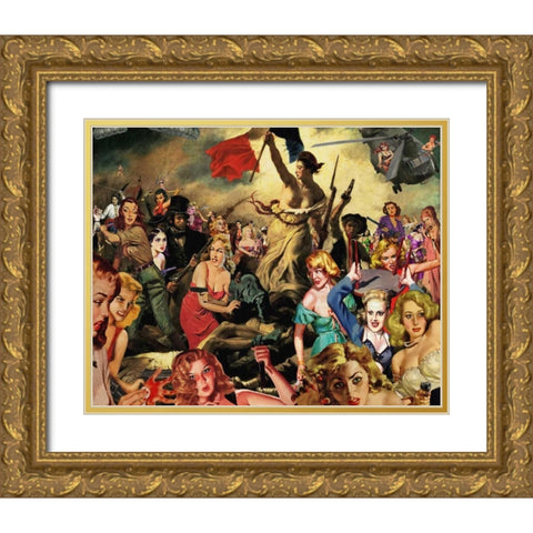 Liberty Leading Gold Ornate Wood Framed Art Print with Double Matting by Kite, Barry