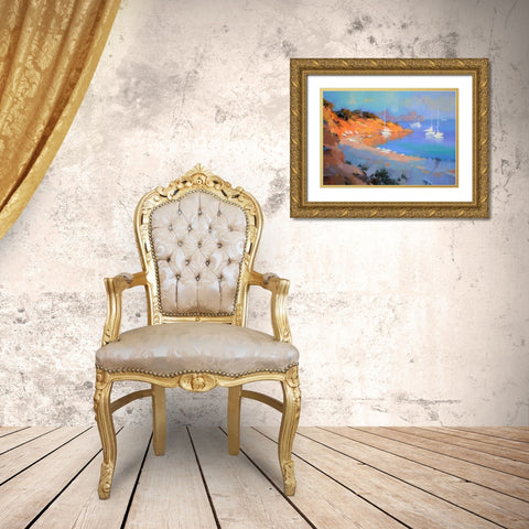 Evening Boats Gold Ornate Wood Framed Art Print with Double Matting by Krioutchkov, Alex Hook