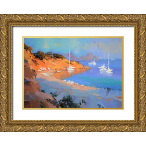 Evening Boats Gold Ornate Wood Framed Art Print with Double Matting by Krioutchkov, Alex Hook