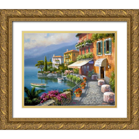 Seaside Bistro Cafe Gold Ornate Wood Framed Art Print with Double Matting by Kim, Sung