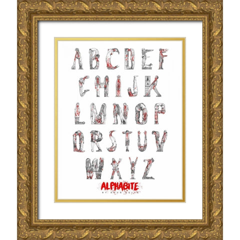 Alphabite Gold Ornate Wood Framed Art Print with Double Matting by Keith, Doug