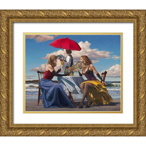 Cafe Oceanus Gold Ornate Wood Framed Art Print with Double Matting by Kelley, Paul