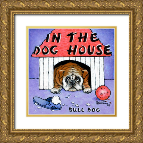 In the Dog House Gold Ornate Wood Framed Art Print with Double Matting by Kruskamp, Janet