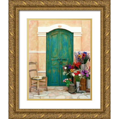 Fleuriste, Provence Gold Ornate Wood Framed Art Print with Double Matting by Klug, Alan