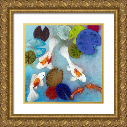 Koi 1 Gold Ornate Wood Framed Art Print with Double Matting by Koury, Aleah