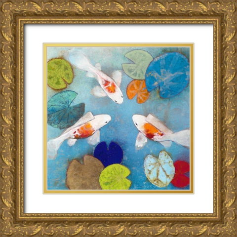 Koi 2 Gold Ornate Wood Framed Art Print with Double Matting by Koury, Aleah