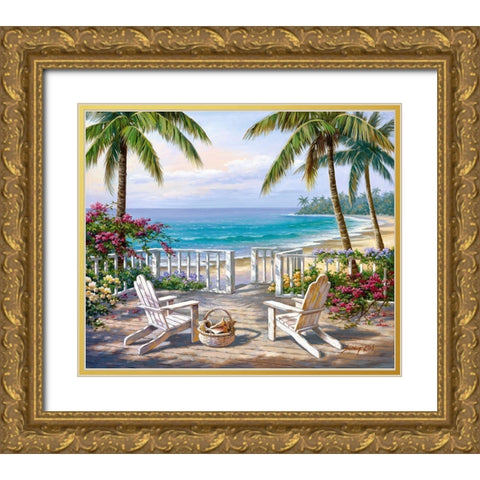 Coastal View Gold Ornate Wood Framed Art Print with Double Matting by Kim, Sung